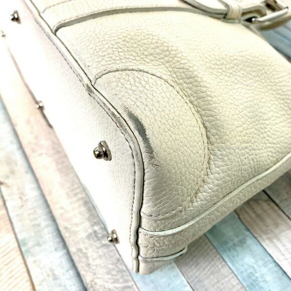 Dooney & Bourke All Weather Leather CREAM IVORY PEBBLED LEATHER ZIP SHOULDER BAG - Picture 7 of 11